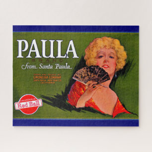 Puzzle Etiqueta Paula del cráter de frutas de los años 20