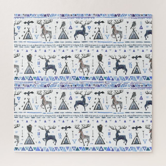 Puzzle Étnica tribal, los animales sueñan con atrapar, si (Vertical)