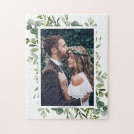 Puzzle Eucalyptus Green Foliage Wedding Photo