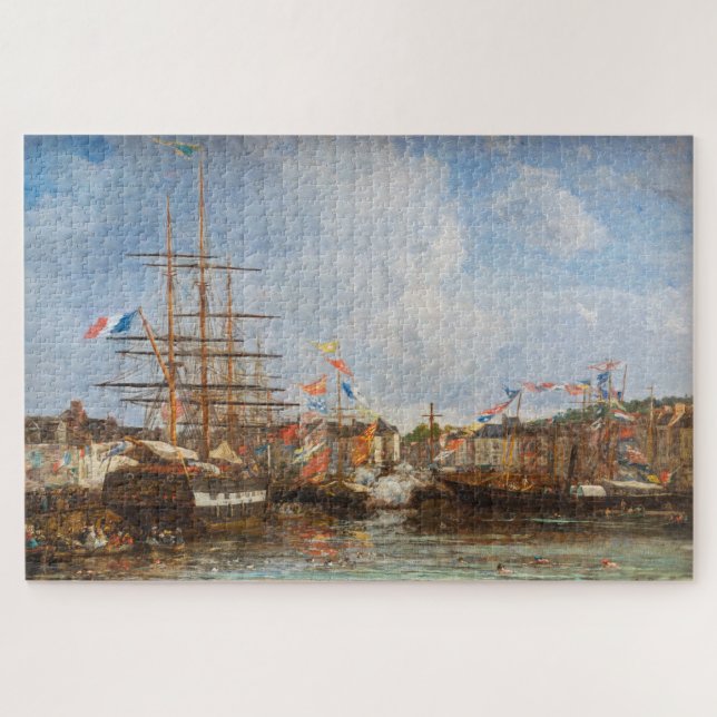 Puzzle Eugene Boudin - Festival en el puerto de Honfleur (Horizontal)