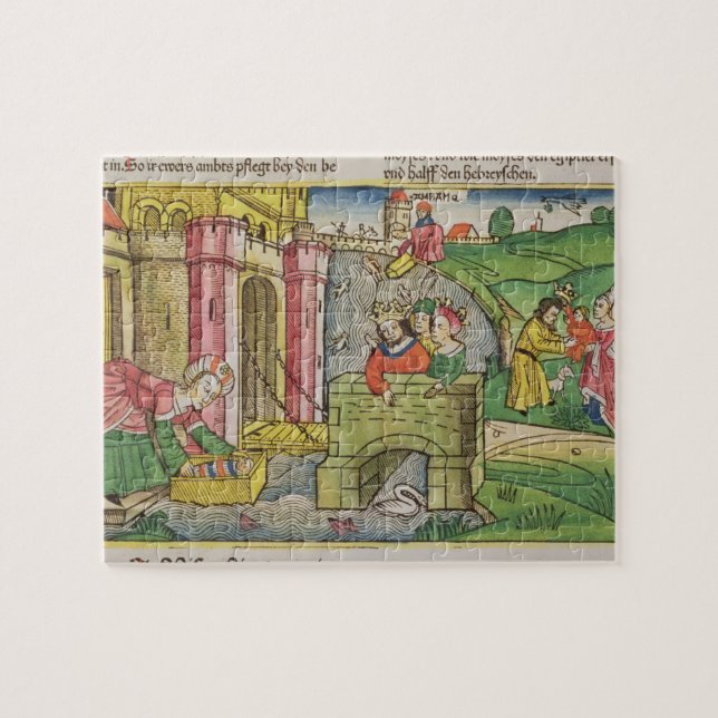 Puzzle Éxodo 2 1-6 Moses que es flotado abajo del Nilo y (Horizontal)