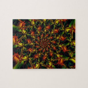 Puzzle Exótico   Arte fractal verde y amarillo
