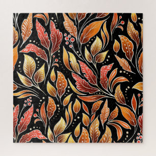 Puzzle Exótico de la Pasionaria: Vintage floral negro