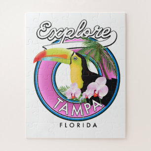 Puzzle Explora el logotipo retro de Tampa Florida