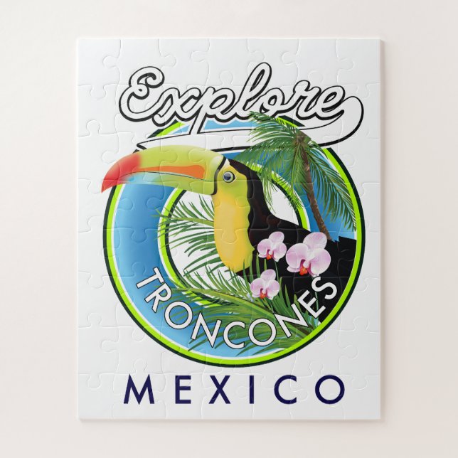 Puzzle Explora Troncones México logotipo retro (Vertical)