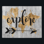 Puzzle Explorador joven V<br><div class="desc">Un diseño lindo con una frase de texto dorada y un mapa dorado del mundo sobre un fondo de tabla gris. Artista: Studio W</div>