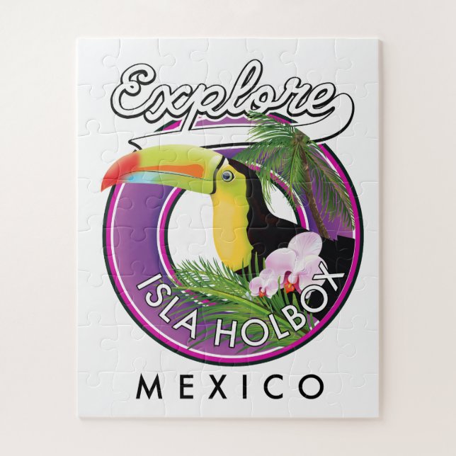 Puzzle explorar playa Isla Holbox México viaje parche (Vertical)