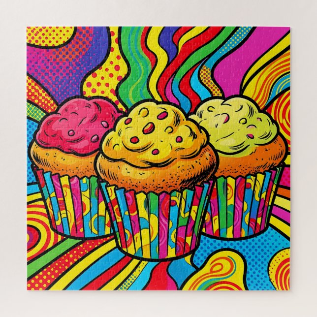 Puzzle Explosión de Cupcakes de Arcoíris Pop Art (Vertical)
