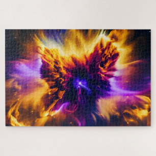 Puzzle Explosión de nebulosa roja violeta en el espacio