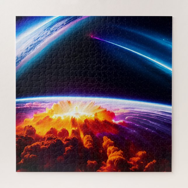 Puzzle Explosión en el planeta bajo dimensiones de espaci (Horizontal)
