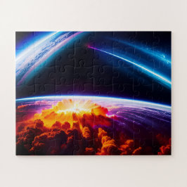 Puzzle Explosión planetaria bajo el asombroso cielo noctu