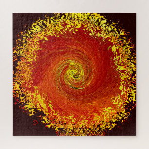 Puzzle Explosión solar patrón abstracto amarillo naranja