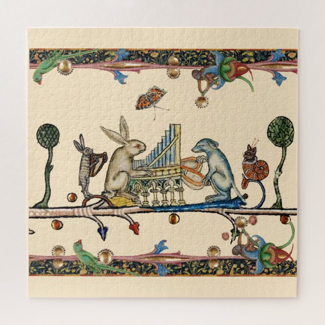 Puzzle EXTRAÑO BESTIARIO MEDIEVAL QUE HACE MÚSICA, conejo (Horizontal)