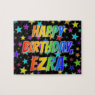 Puzzle "EZRA" Nombre, Diversión "FELIZ CUMPLEAÑOS"
