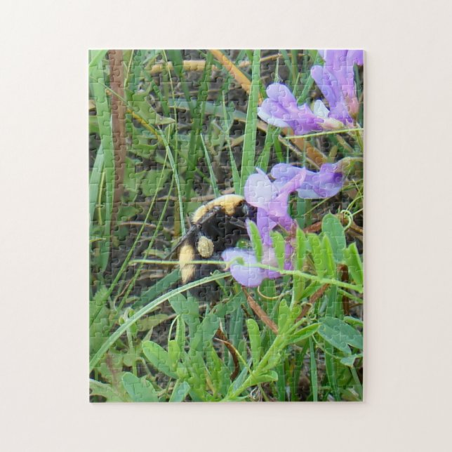 Puzzle F2 Abeja salvaje sobre la flor violeta (Vertical)