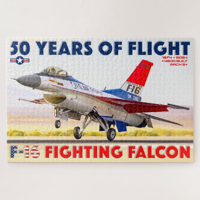 Puzzle F-16 FIGHTING FALCON - ¡50 AÑOS! (20 x 30 PULGADAS (Horizontal)