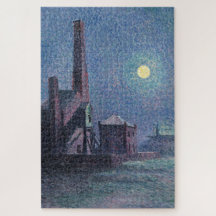 Fábrica a la luz de la luna (paisaje urbano) (Luce