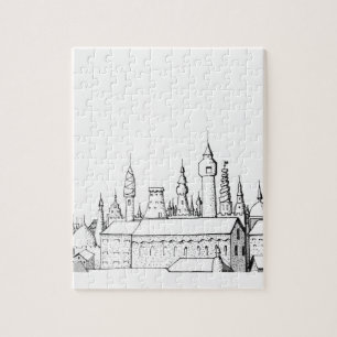 Puzzle fabulosa ciudad . arte . negro y blanco