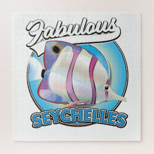 Puzzle Fabuloso logo retro de Seychelles Magnet