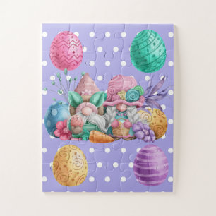 Puzzle Fácil gnomo de Pascua y huevos de Pascua