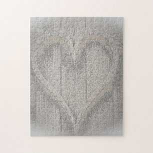 Puzzle Faded Love Heart Simulated Wood Grain