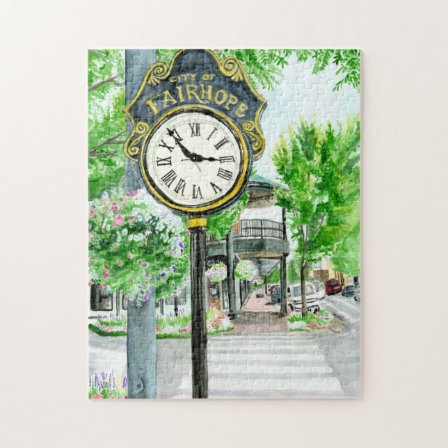 Puzzle Fairhope Alabama Watercolor (Vertical)