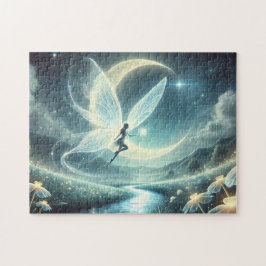 Puzzle Fairy and Moon Enchanted Night Sky
