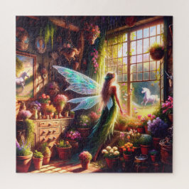 Puzzle Fairy and Unicorn Mystical Gaze Enchanting Garden