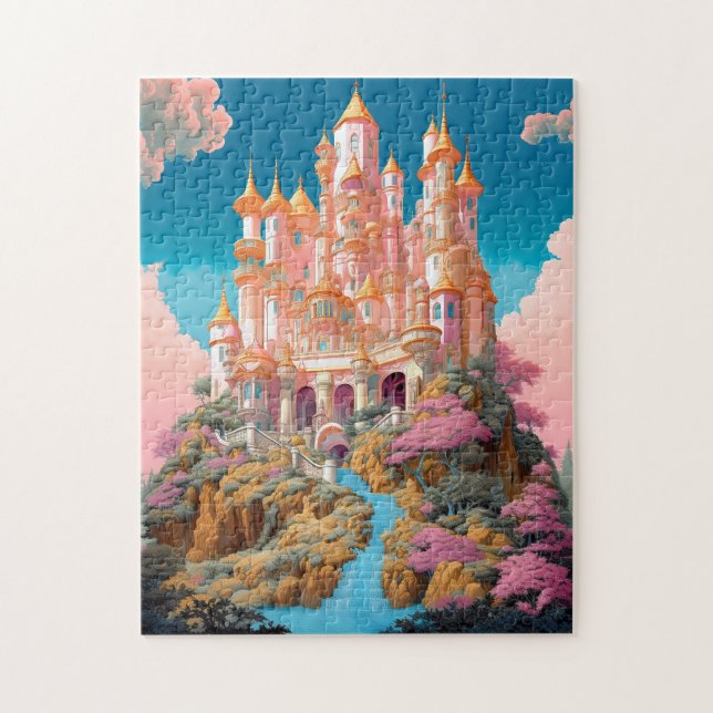 Puzzle Fairy Tale Castle Pink White Gold Fantasma Art (Vertical)