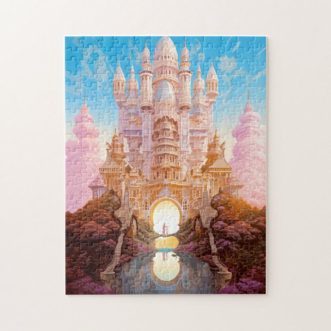 Puzzle Fairy Tale Castle Pink White Gold Fantasma Art (Vertical)
