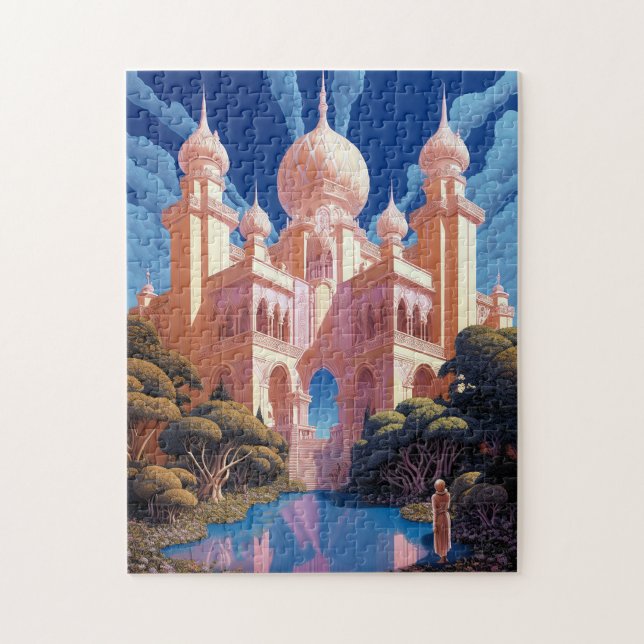 Puzzle Fairy Tale Castle Pink White Gold Fantasma Art (Vertical)