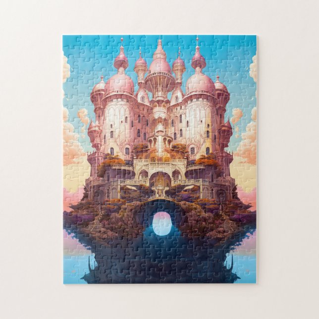 Puzzle Fairy Tale Castle Pink White Gold Fantasma Art (Vertical)