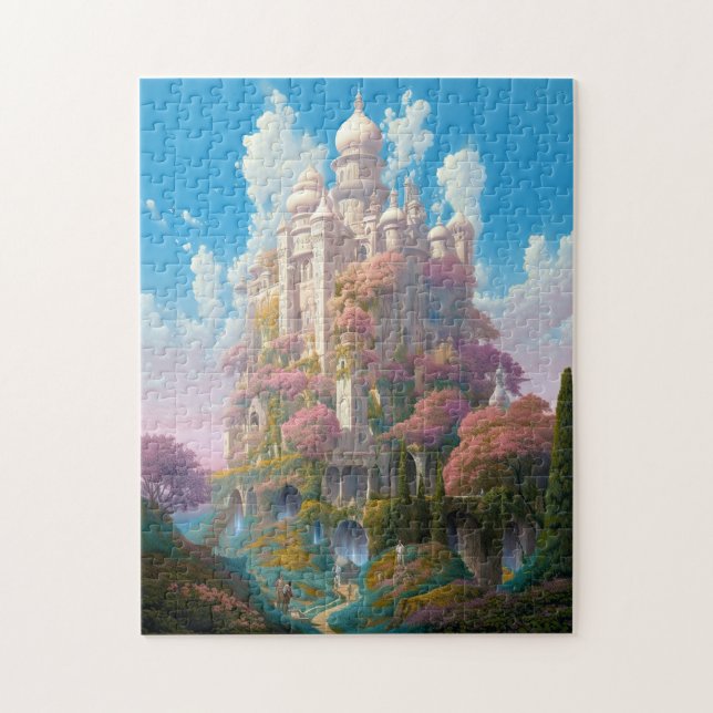 Puzzle Fairy Tale Castle Pink White Gold Fantasma Art (Vertical)