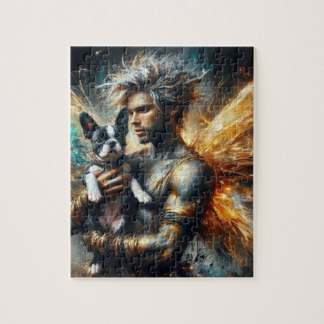 Puzzle Fairy y su Boston Terrier Puppy (Vertical)