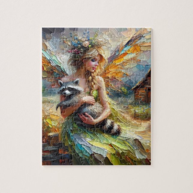 Puzzle Fairy y su Mascota Raccoon (Vertical)