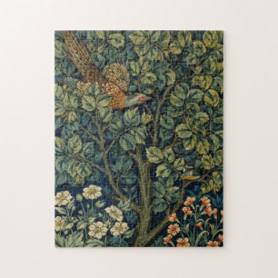 Puzzle Faisán pájaro árbol bosque William Morris