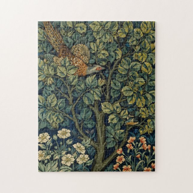 Puzzle Faisán pájaro árbol bosque William Morris (Vertical)