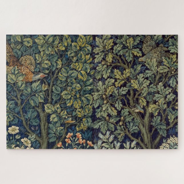 Puzzle Faisán pájaro árbol bosque William Morris (Horizontal)
