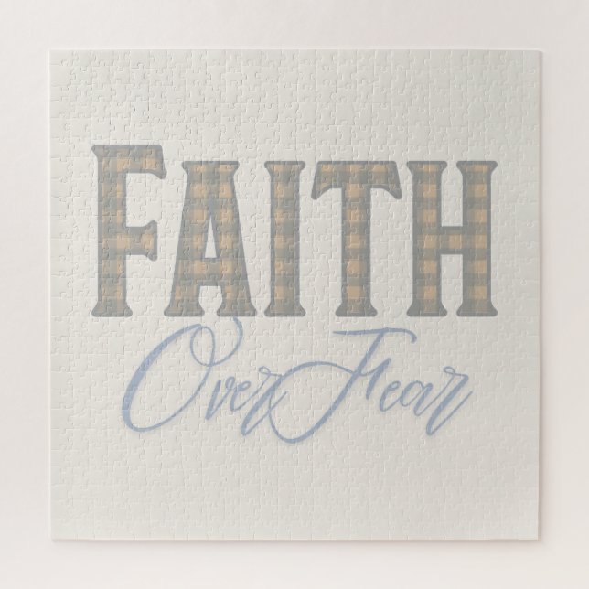 Puzzle Faith Over Fear Christian Typography Design (Vertical)