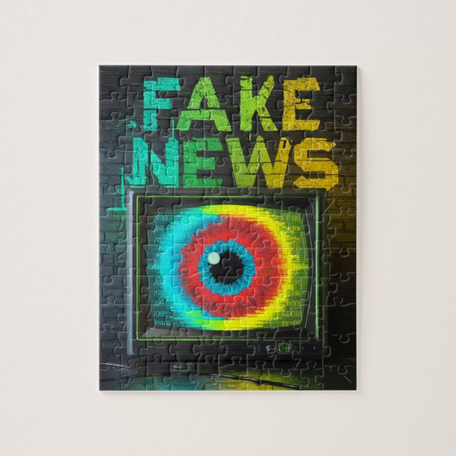 Puzzle Fake News Retro TV Eyeball Glitch (Vertical)