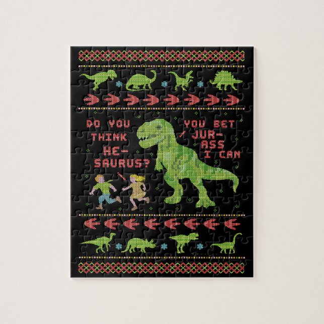 Puzzle Falso punto del navidad T Rex del dinosaurio del (Vertical)