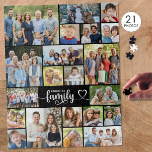 Puzzle Familia 21 Foto Script Nombre Corazón