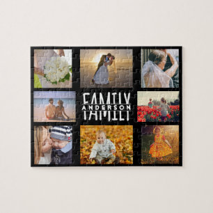 Puzzle Familia 8 Collage de fotos y plantilla Nombre DIY 
