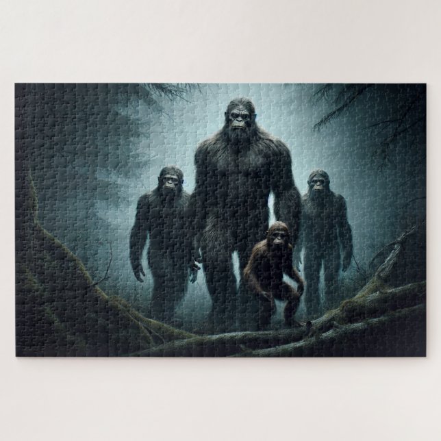 Puzzle Familia Bigfoot, Sasquatch, criaturas míticas (Horizontal)