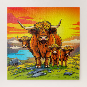 Puzzle Familia bovina Highland