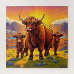 Puzzle Familia bovina Highland