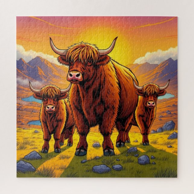 Puzzle Familia bovina Highland (Vertical)