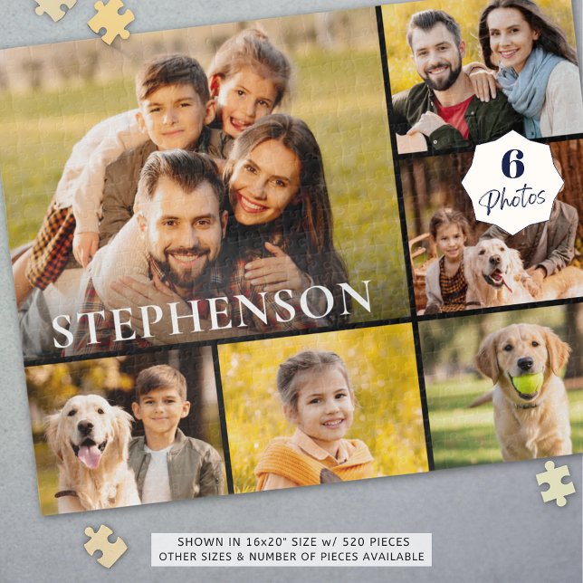 Puzzle Familia Collage de fotos 6 Imágenes Nombre Negro (Subido por el creador)