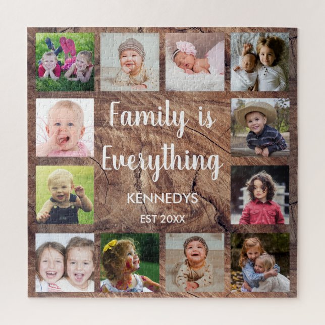 Puzzle Familia de Collages de fotos Rustic Wood Texture 1 (Vertical)