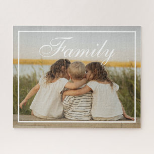 Puzzle Familia de Foto de Escritura Elegante Personalizad
